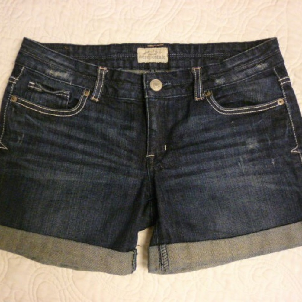 Aeropostale Distressed Cuffed Jean Shorts sz 3/4
